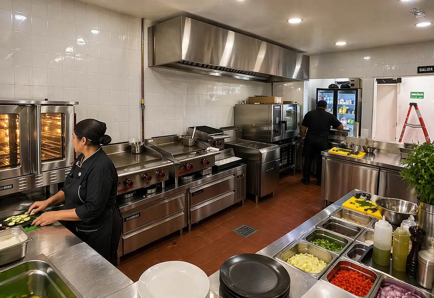Cocina de restaurante en operación